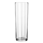 Clear tall drinking glass for beverages, minimalist design, perfect for restaurants or home use.