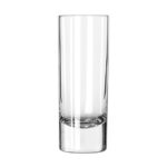 Transparent tall drinking glass on a white background.