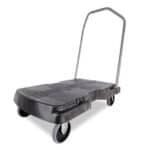 Heavy-duty flatbed trolley with handle, ideal for industrial or commercial logistics and transportation. Durable construction suited for heavy loads and efficient material handling.