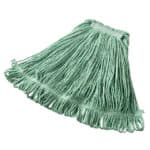 Green microfiber cleaning mop head for commercial hygiene cleaning services.