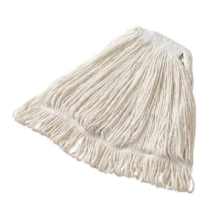 Soft white cleaning mop head made of durable microfiber for industrial and commercial use, ideal for maintaining high hygiene standards.