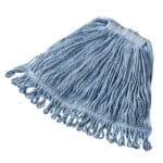 Blue mop head for cleaning, microfiber cleaning cloth, and janitorial supplies for commercial and residential use.