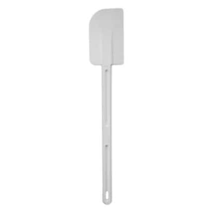 Spatula cleaning tool for hygiene and sanitation purposes, white plastic kitchen utensil, durable spatula designed for sanitary food prep and cleaning, essential for hygiene standards in Asian markets and restaurants.