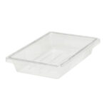 Disposable plastic food storage container for hygiene and food safety, ideal for commercial and household use.