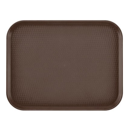Brown rectangular hygienic tray for food or catering services, designed for easy cleaning and durability, ideal for food handling and sanitation standards.