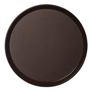 Black serving tray for food presentation.