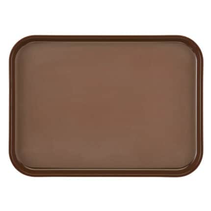Black plastic serving tray for hygienic food presentation and catering services in Asia.