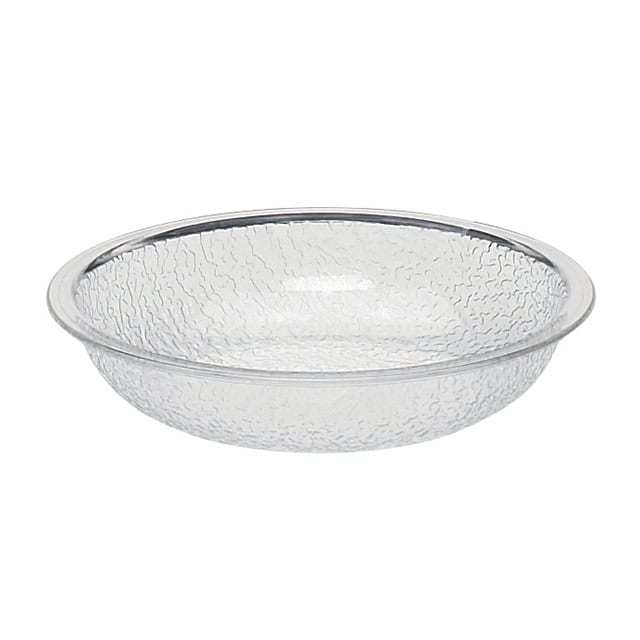 Clear disposable plastic bowl for hygiene and food service.