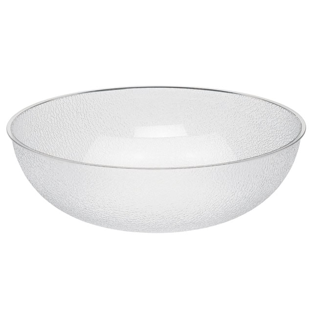 Clear textured glass bowl for stylish tableware and kitchen decor, ideal for serving salads, desserts, or snacks in modern dining settings.