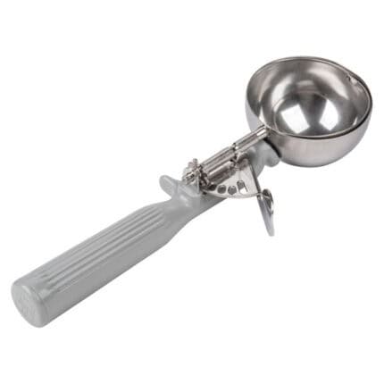 Metal ice cream scoop with trigger release for professional kitchen use in Asia.