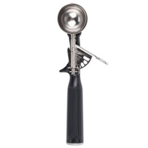 Ice cream scoop with ergonomic handle for efficient and easy dessert serving.
