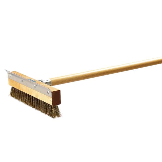 Carlisle 10″ Pizza Oven Brush w/ Scraper w/ Brass Wire Bristle