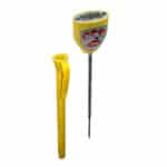 Digital food thermometer for precise temperature measurement in food safety and hygiene applications.