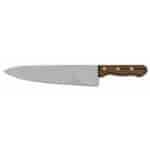 Japanese chef knife with wooden handle, professional kitchen cutlery, high-quality culinary tool, stainless steel blade for precise food preparation.