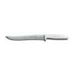 Stainless steel kitchen knife with a white handle, ideal for food preparation and culinary tasks.