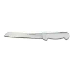 Disposable kitchen serrated knife for safe food preparation, ideal for restaurants and catering services.