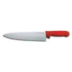 German kitchen knife with red handle for precision slicing and chopping, ideal for professional chefs and home cooks. High-quality stainless steel blade with ergonomic grip.