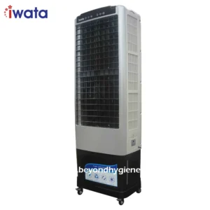 Evaporative air cooler for commercial and residential use, Energy-efficient, portable cooling solution for hygienic indoor environments.