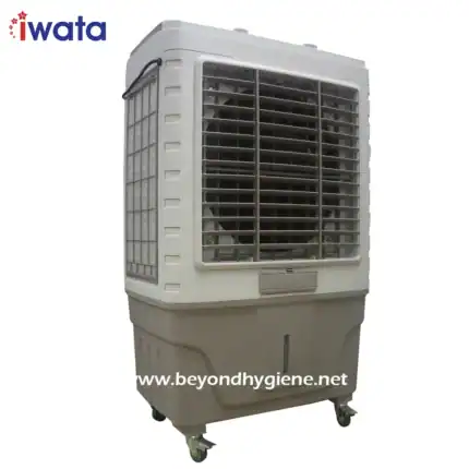 High-capacity portable industrial air cooler with adjustable vents, ideal for commercial hygiene solutions by Beyond Hygiene Asia.
