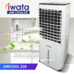 Portable Iwata Air Cooler for efficient cooling and air quality enhancement, ideal for commercial and residential use, featuring a sleek design from Beyond Hygiene Asia.