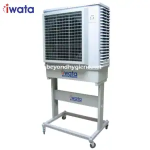 IWata portable air cooling unit for hygienic temperature control, ideal for healthcare and sanitation facilities, part of Beyond Hygiene Asia's cleanroom and safety solutions.