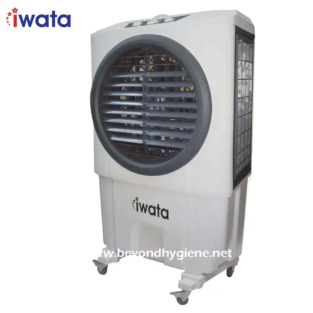 High-efficiency portable air cooler by Iwata for industrial and commercial ventilation, providing effective cooling solutions in Asia and beyond.