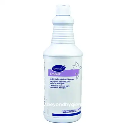 Multi-surface cream cleaner bottle for hygiene and cleaning, used for effective sanitation of various surfaces in Asian facilities.