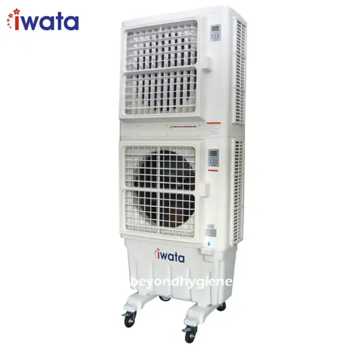 Portable industrial air cooler for commercial & industrial cooling solutions, energy-efficient HVAC equipment, ideal for hygiene and sanitation facilities in Asia.