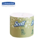 Toilet tissue roll, Kimberly-Clark Scott brand, bathroom paper, soft and strong, 1 ply, 100% recycled fiber, household hygiene essentials, durable and comfortable, 1 large roll, hygienic bathroom tissue.