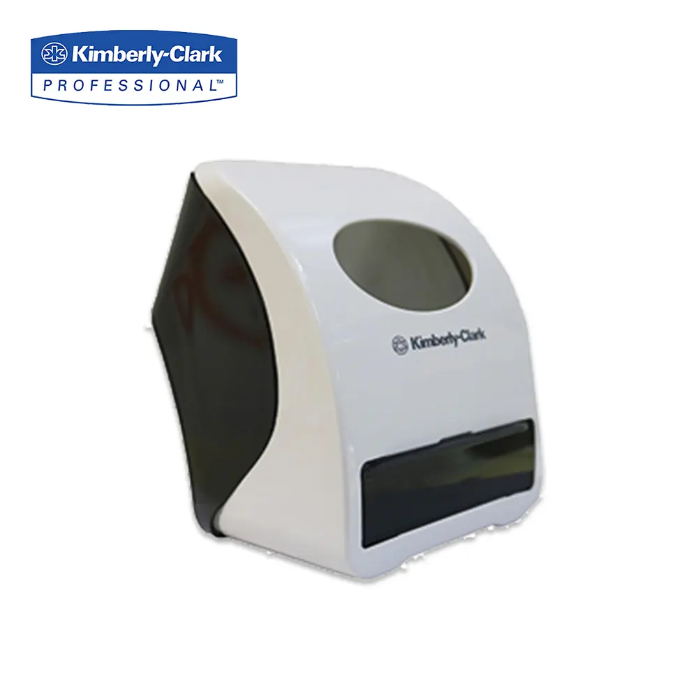 Kimberly-Clark Professional automatic paper towel dispenser, white and black wall mount hand hygiene product for commercial and industrial bathrooms.