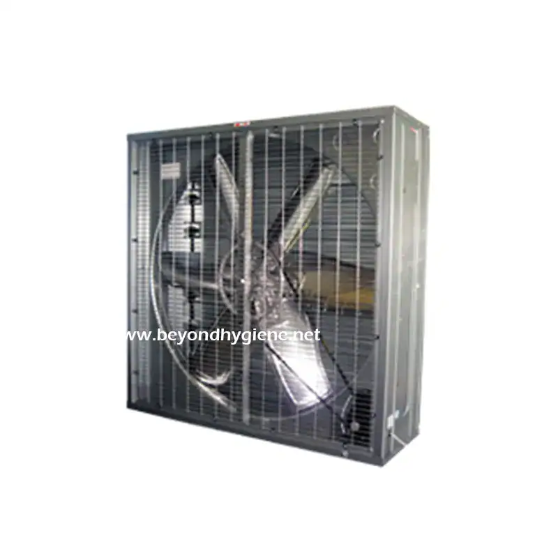 1 Rechargeable fan with rabbit design, encased in stainless steel cage showcasing durability and safety for hygienic environments.