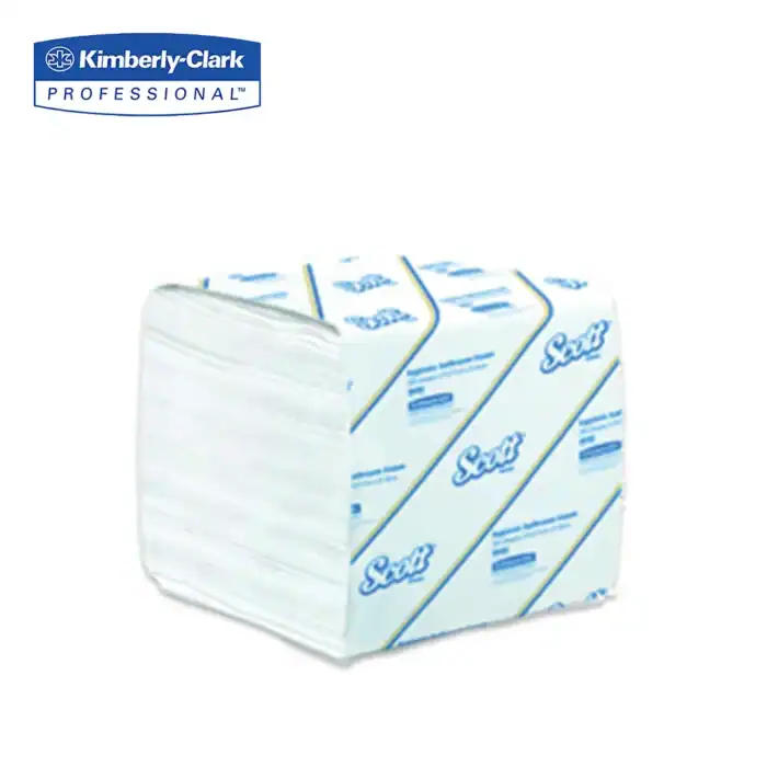 Kimberly-Clark Sanitary Wipes box for commercial hygiene use, high-quality industrial cleaning tissue.
