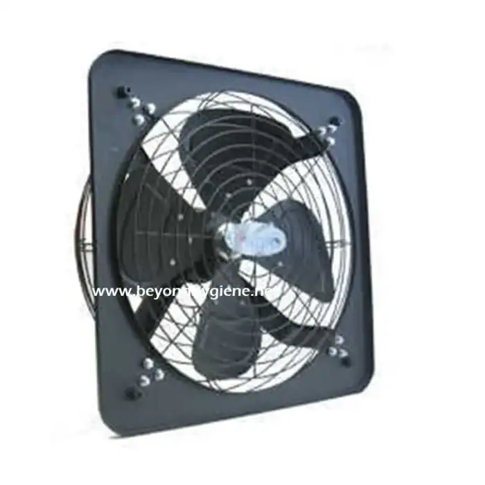 Industrial exhaust fan for ventilation and air circulation in commercial and industrial spaces.