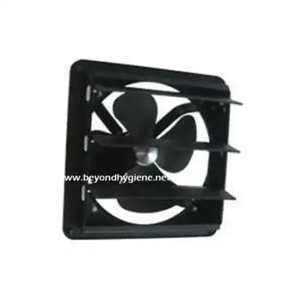 Black ventilation exhaust fan for hygiene sanitation systems at Beyond Hygiene Asia.