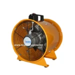 Fan heater for industrial and commercial use, bright orange color, compact design, effective airflow, ideal for cleaning and drying spaces, available at Beyond Hygiene Asia.