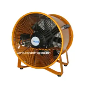 Industrial high velocity floor fan for commercial and industrial cleaning and ventilation at Beyond Hygiene Asia.