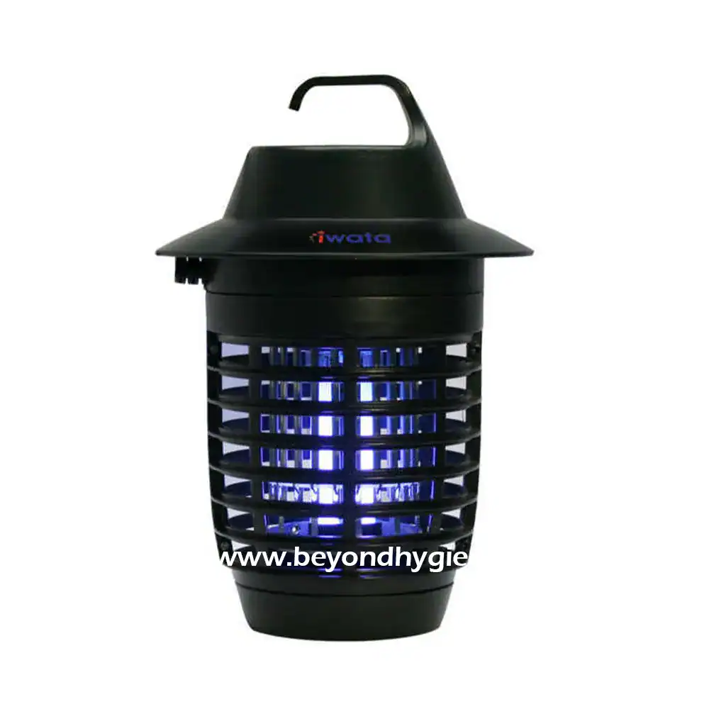 UV insect trap emitting blue light for pest control in commercial and residential hygiene solutions.