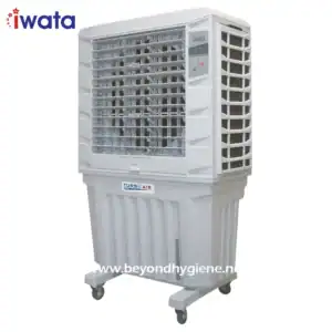 High-capacity portable air cooler for industrial and commercial cooling solutions, ideal for maintaining optimal airflow and temperature control in various environments.