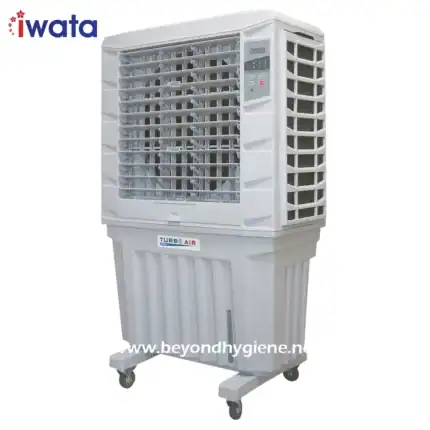High-capacity portable air cooler for industrial and commercial cooling solutions, ideal for maintaining optimal airflow and temperature control in various environments.