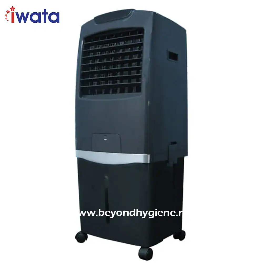 1 High-efficiency portable air cooler for increased cooling and air purification, ideal for commercial and industrial spaces. Perfect for maintaining hygiene and comfort in Asian markets.