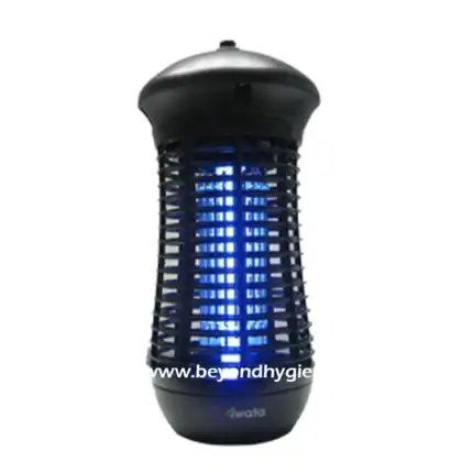 IWATA INDOOR USE / ELECTRONIC INSECT KILLER CM17IK-23 Product Specifications INDOOR USE / ELECTRONIC INSECT KILLER • 18 Watts power, 1x18W (PL/BL) insect light • High quality UV-A TUBE for best attraction of flying insects • ABS FIREPROOF PLASTIC MATERIAL • Lantern type design • With outer grille protection • IPx4 water proof rating • Wall Hanging or floor standing • With large detachable collection tray DIMENSION: (L)16cm x (W)16cm x (H)35cm