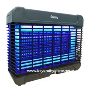 IWATA Electronic Insect Killer (indoor use) CM18IK-28 Electronic insect killer (indoor use) • 10 watts, 16 x UV-A LED insect light with spectrum at 365mm for best attraction • Long lamp working hours • Allows 360 degrees insect attraction • With Electric Grid • With on / off switch • ABS Fireproof plastic material • With collection tray for easy cleaning • With chain for wall hanging • Desktop or floor stand use Color : Dark gray Dimensions: (L)33cm x (W)10cm x (H)26cm