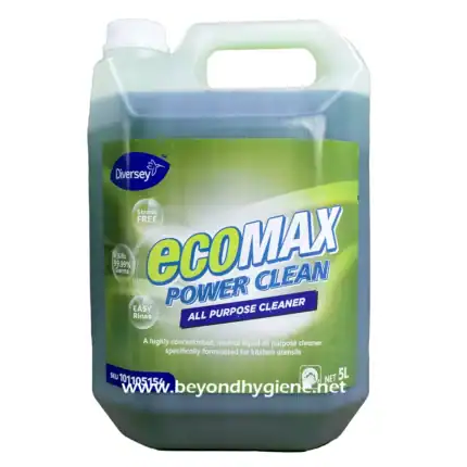 Heavy-duty all-purpose liquid cleaner in a 5L container, eco-friendly and effective in killing 99.99% of germs, designed for kitchen and household cleaning needs.