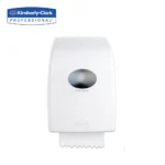 Dispenser for hand sanitizer or paper towels, used in hygiene and sanitization solutions for commercial or public spaces.