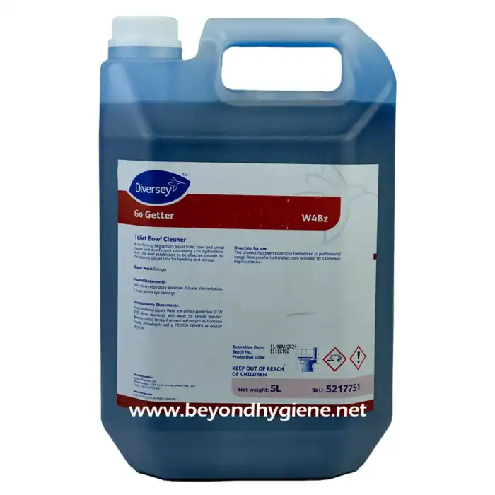 Toilet bowl cleaner with disinfectant, effective for professional sanitation, 5L container, ideal for hygiene maintenance in commercial and industrial settings.
