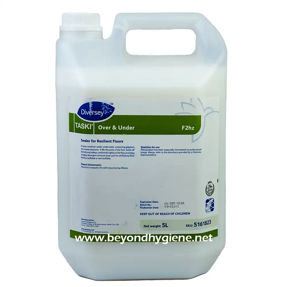 Sealer for resilient floors, over & under treatment, 5L bottle from Beyond Hygiene Asia, ideal for durable floor protection and long-lasting performance.