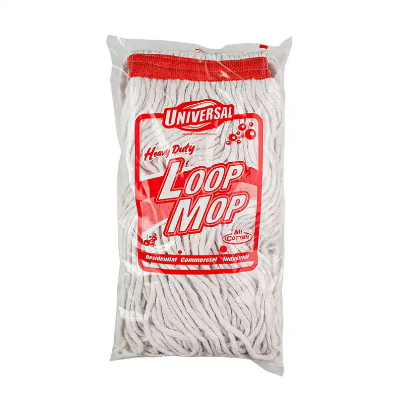 1 Loop Mop absorbent cleaning cloths for residential, commercial, and industrial use, made of all cotton for heavy-duty cleaning tasks.