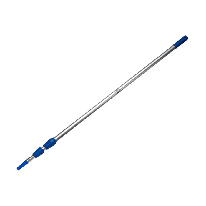 Aluminum mop handle with adjustable blue grip for commercial and industrial cleaning.
