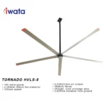 Heavy-duty industrial ceiling fan ideal for commercial and outdoor spaces, featuring 150W power, 8-foot blades, 120rpm, and 4400mm air volume for effective airflow and ventilation.