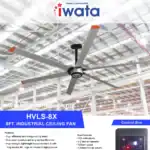 HVLS industrial ceiling fan for commercial spaces, energy-efficient with high airflow, suitable for large areas, ideal for hygiene and cleanliness environments.